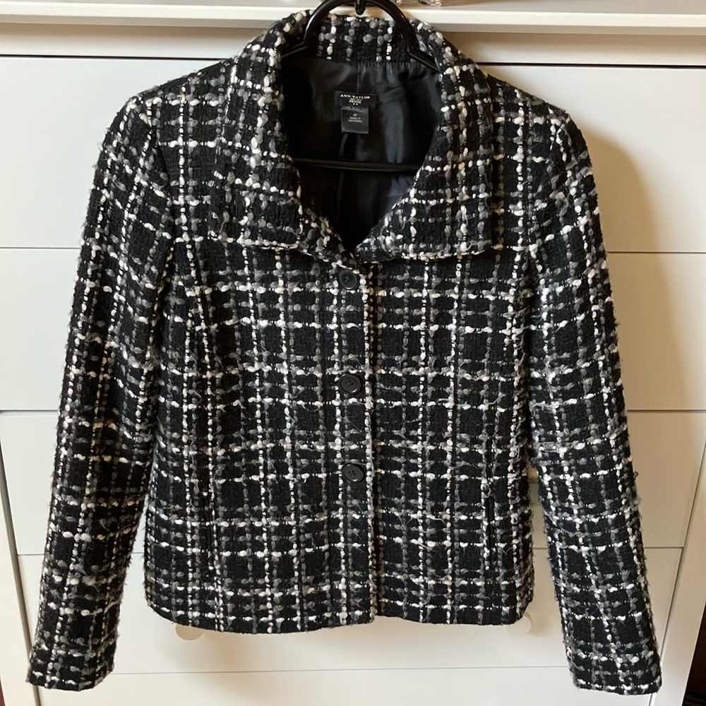 Ann Taylor Black and White Tweed Blazer